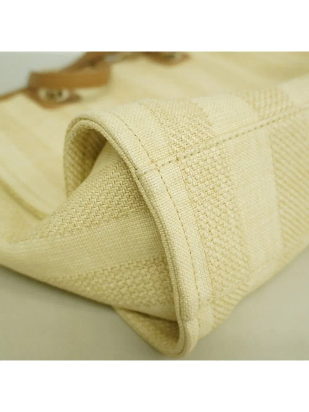 Chanel Chain Tote Deauville Straw Beige Champagne Gold